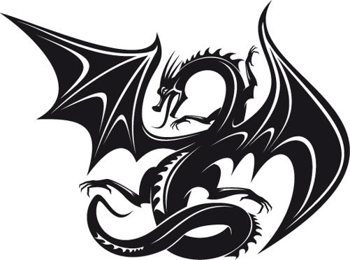 A black dragon with wings

Description automatically generated